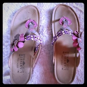 L'Artiste Pink, Purple, and Grey Thong Sandals